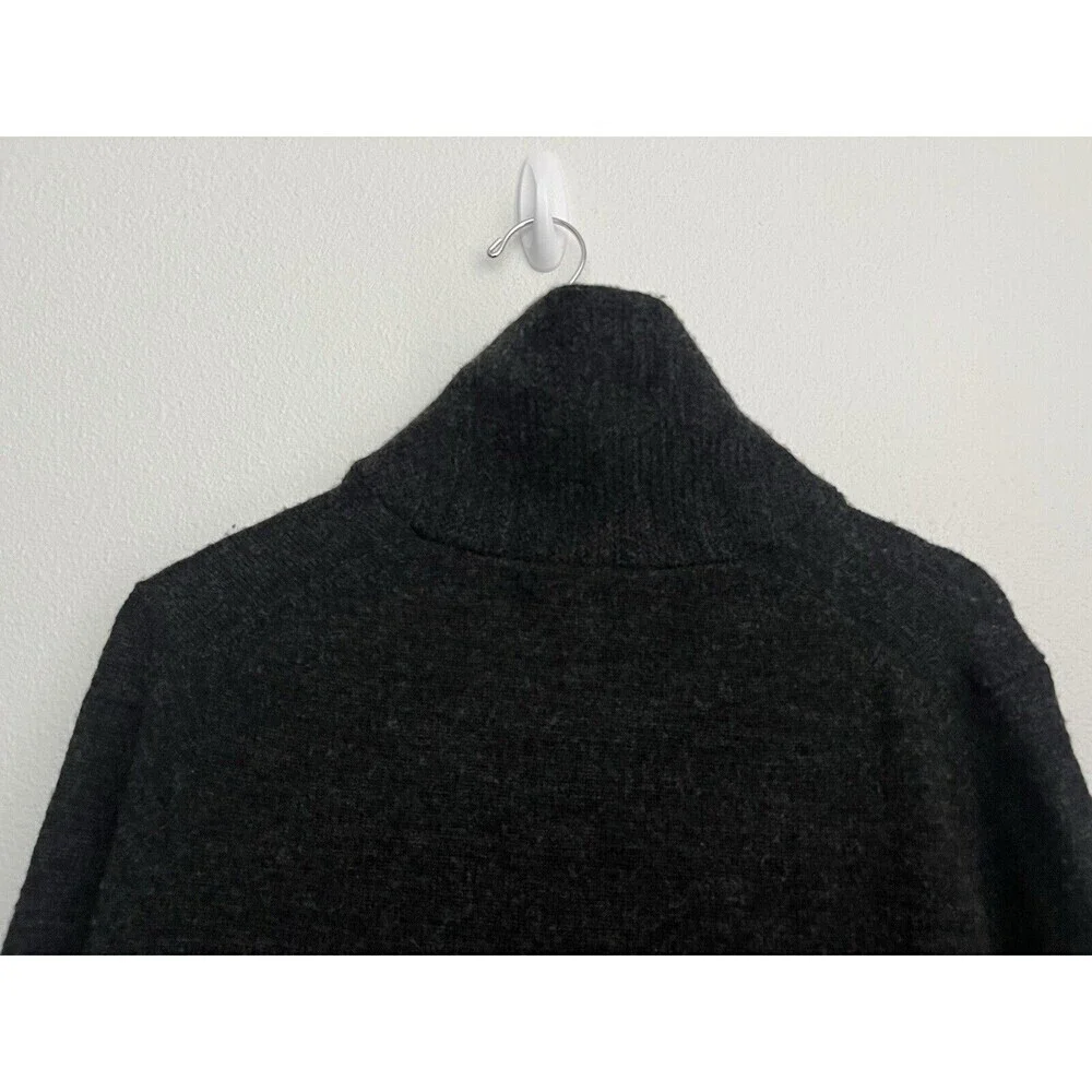 J.Crew Slim Fit Charcoal Gray Shawl Collar Sweater 100% Merino Wool Elbow Patch